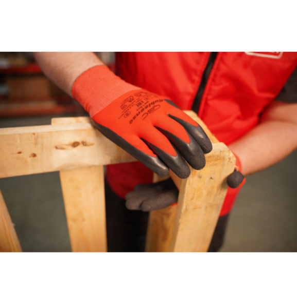 Перчатки полиэфирные прочные эластичные 1 пара, 15 класс, размер 9, покрытие - облив РЕЛЬЕФНЫЙ ЛАТЕКС